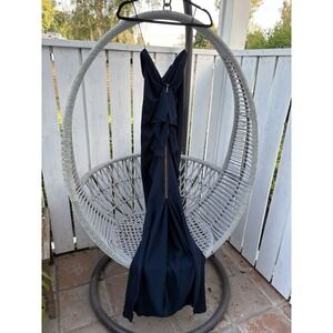 AIDA Strapless Mermaid Gown Navy Ruffle Back Bodycon Formal Dress Size 6 Est